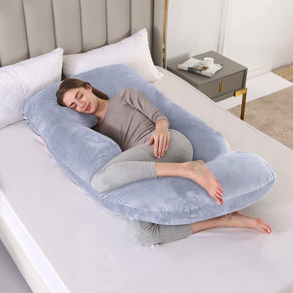 Solid Color Long Pillow Grey Yellow Blue Khaki Sleeping Cushion Children  Pregnant Woman Leg Pillows Removed Washable Decor