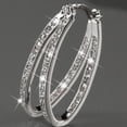 thumbnail image 4 of Opvise Dazzling Women Rhinestone Inlaid Big Circle Hoop Earrings Party Banquet Jewelry, 4 of 8