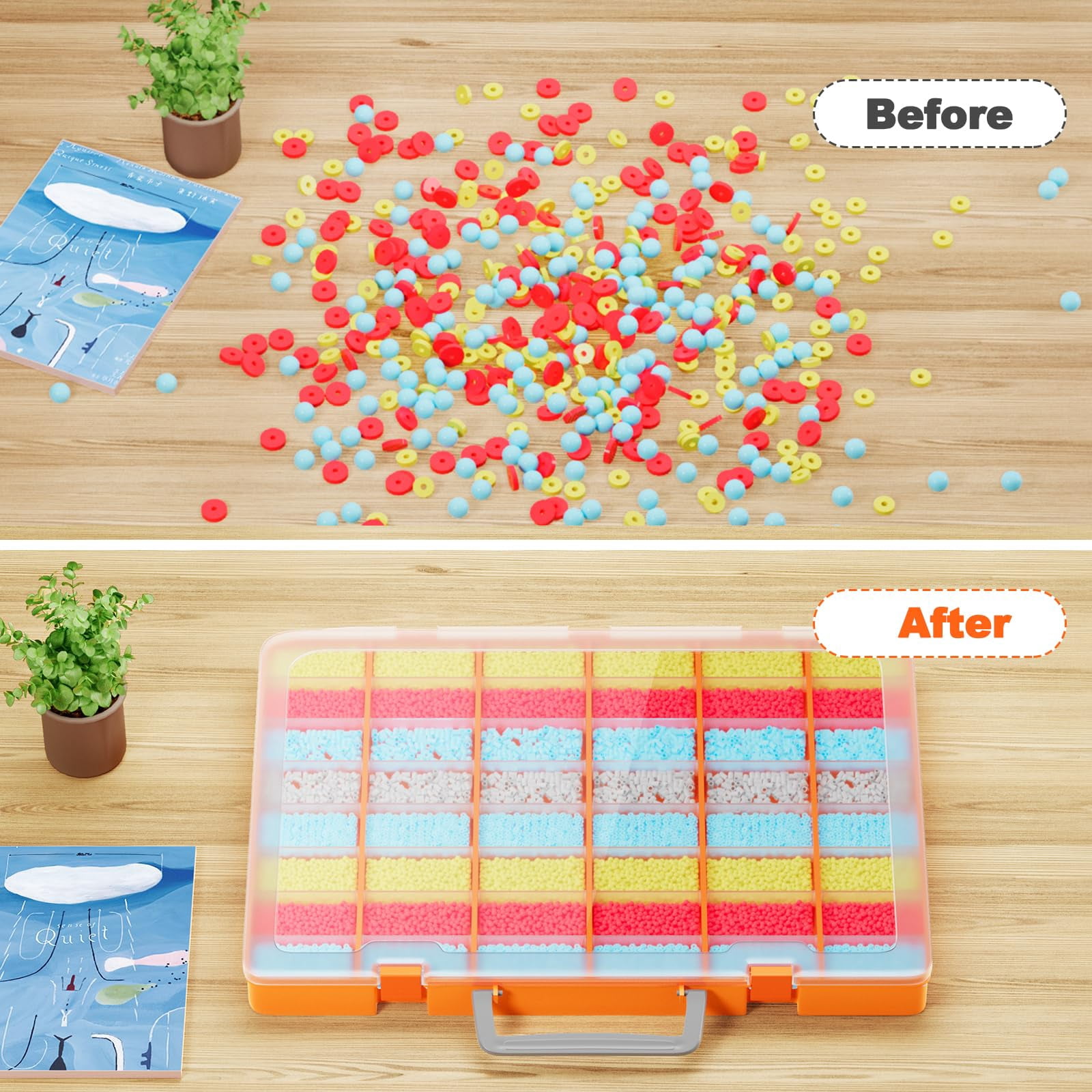 48 Grids Large Plastic Organizer Box With Adjustable Dividers  Beads Storage Containers Compartment Tackle Case For Crafts Hobby Small Parts Fishing Seeds (orange)