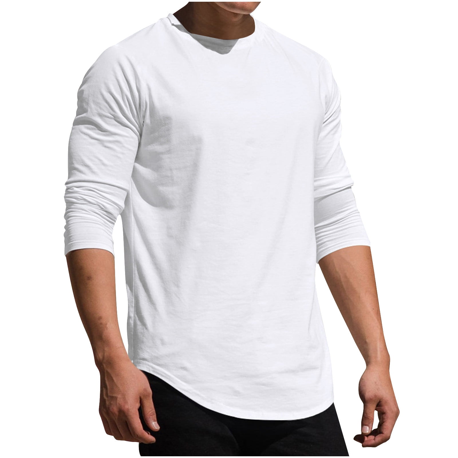Zedker 3/4 Sleeve Shirt for Men Solid Color Crew Neck Baseball T-Shirts Casual Loose Fit Tees Three Quarter Sleeve T Shirts