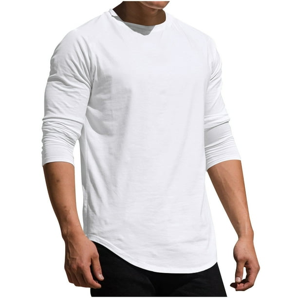 pstuiky camisa de manga larga para hombre, Camiseta informal de cuello redondo de punto para hombre, camiseta deportiva informal falsa, camiseta de cuello redondo de manga larga top de hombre xl