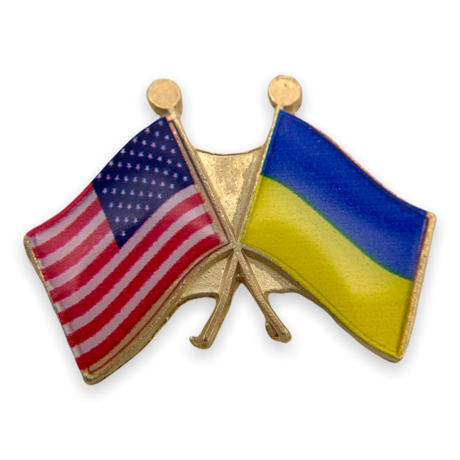 Stockpins US / UKRAINE Crossed Flags Lapel Pin Made in USA
