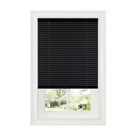 HomeStock Fresh Deluxe 1" Room Darkening Mini Blind 34x64 - Black, Cordless Blinds with Tilt Wand for Maximum Privacy, Hidden Brackets Included