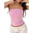 thumbnail image 2 of Tops de Tubo Sin Tirantes para Mujer, Básicos, Sin Espalda, Sin Mangas, Bandeau, Tops Cortos para Salir, Ropa de Verano 2025. Rosa S, 2 of 10