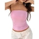 thumbnail image 2 of Tops de Tubo Sin Tirantes para Mujer, Básicos, Sin Espalda, Sin Mangas, Bandeau, Tops Cortos para Salir, Ropa de Verano 2025. Rosa S, 2 of 10
