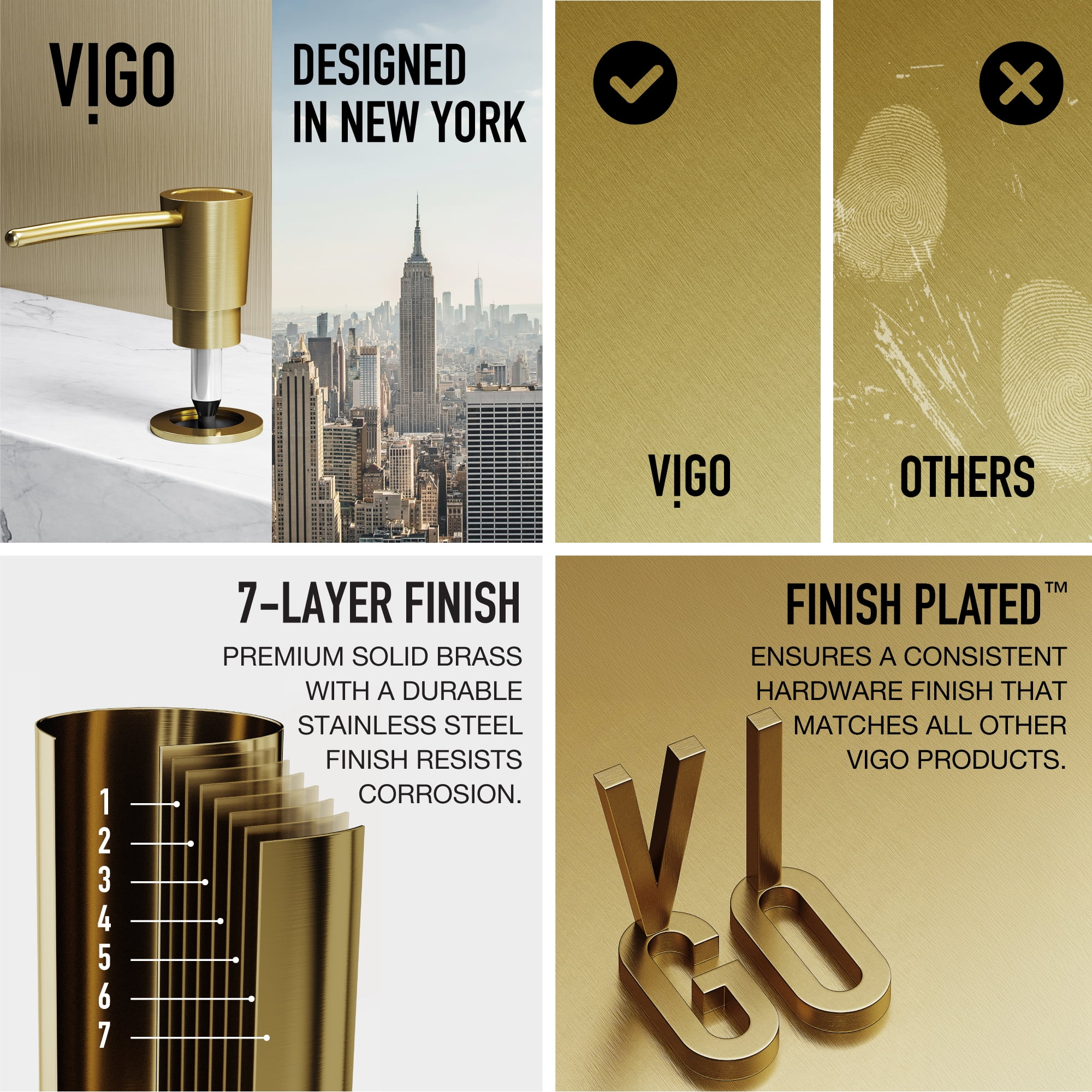 Vigo Kitchen Soap Dispenser In Matte Brushed Gold