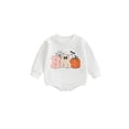 thumbnail image 2 of Aojekbee Baby Girls Boys Sweatshirts Rompers Halloween Clothes Letter Ghost Pumpkin Bat Print Long Sleeve Toddler Fall Bodysuits, 2 of 10
