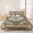 thumbnail image 3 of Full Quilt Set 78''x90'', Boho Lightweight Bedspread Coverlet Set with 2 Pillow Shams, Green Brown Ethnic Tribe Abstract Vintage Western Breathable All Season Quilt Bedding for Bedroom/Guest Room, 3 of 9