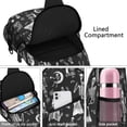 thumbnail image 4 of Sling Backpack,Halloween Skeleton Fun Pattern Sling Bag with Water Bottle Holder,Waterproof Sling Bag for Men/Women with Headphone Jack for Hiking,Travel, 4 of 6
