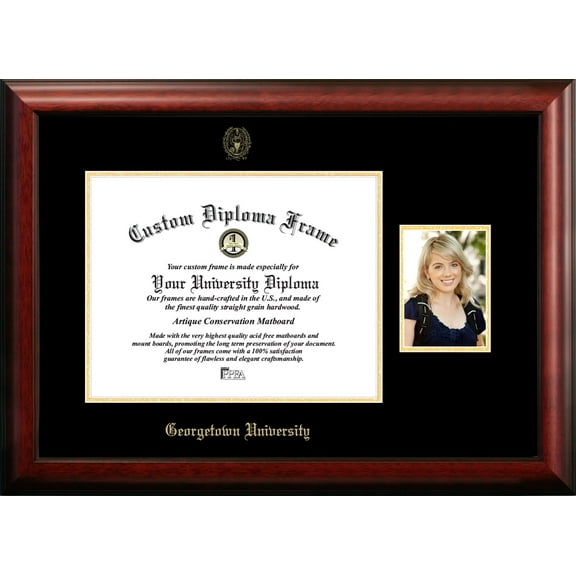 Campus Images DC996PGED-1714 17 x 14 in. Georgetown University Gold Embossed Diploma Frame with 5 x 7 in. Portrait - Satin Mahogany