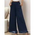 thumbnail image 4 of Weardear Palazzo Pants for Women Dressy Loose Fitting Wide Leg Pants Elastic Waist Chiffon Trousers with Pockets, 4 of 7