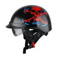 thumbnail image 3 of 1Storm Motorcycle Half Face Helmet Mopeds Scooter Pilot with retractable Inner Smoked Visor HKY205V, Red Skull, 3 of 10