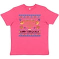 thumbnail image 3 of Inktastic Happy Hanukkah Sweater Style Design with Menorah and Dreidel Youth T-Shirt, 3 of 5