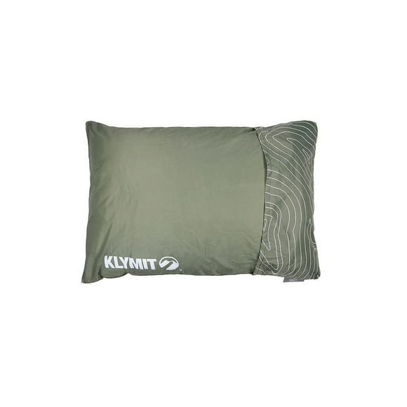Klymit Drift Almohada de Camping, Almohada de Viaje de Espuma viscoelástica triturada con Funda Reversible para Uso en Exteriores, Verde, Grande