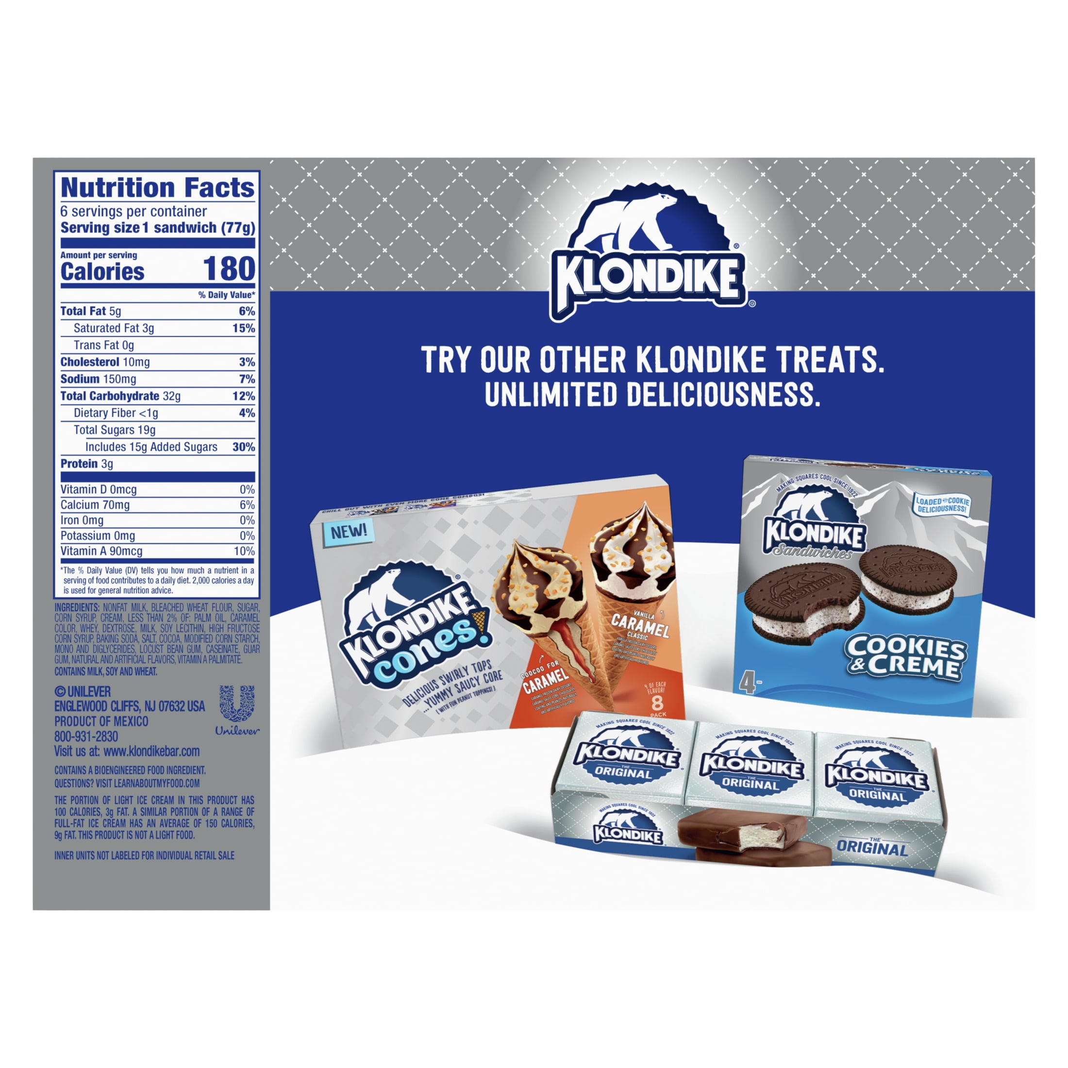 Klondike Classic Vanilla Ice Cream Sandwiches Frozen Desserts, 6 Count