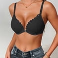 thumbnail image 2 of PMVFHDE Thin Cup Gathered Lace Band Steel Ring Front Closure Back Supporting Bra for Daily Leisure Full Coverage Y-Shape Straps Black - 75C, 2 of 4