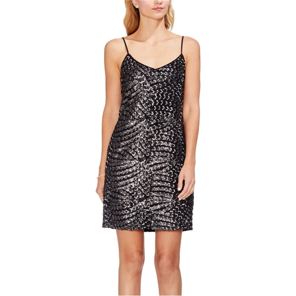 Vince Camuto Womens Metallic Sequin Slip Dress, Negro, X-Large