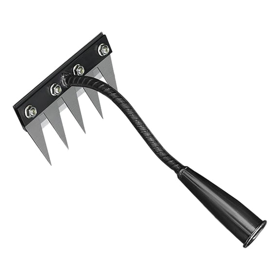 Iron Weeding Rake, 5 Teeth Carbon Steel Garden Weeder Rakes, Iron Rake for Yard Lawn and Garden, Heavy-Duty Gardens Hand Weeder Puller Tool for Gardening and Weedings (5 Teeth,9.5*16cm)