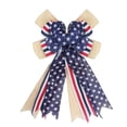 thumbnail image 2 of 4th of July Decorations Patriotic Wreath Bow Red White Blue Stars Burlap Bows for Memorial Day, Veteran's Day, 2 of 7