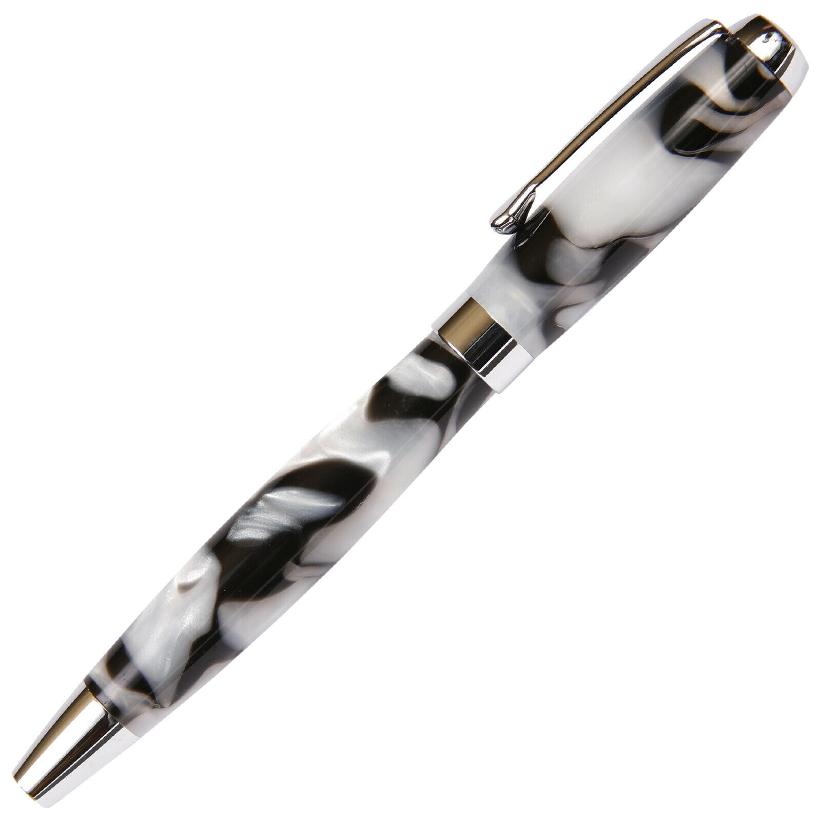 Tuscany Rollerball Pen - Black & Pearl Marbleized Gloss Body (Black Ink, Medium Tip 0.7 MM)
