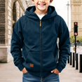 thumbnail image 2 of Boys Full Zip Hoodie Kids Hooded Sweatshirts Teen Soft Fleece Lined Jackets Lightweight Athletic Sports Coat Preppy Outerwear, 2 of 9