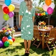 thumbnail image 5 of TaTaai Spring Summer Satin Dress Printed Soft Women's Fashion Round Neck Short Sleeve Breathable Elegant Casual Daily Party Dress Gift, 5 of 5