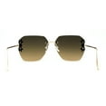 thumbnail image 4 of Rimless Foliage Flower Jewel Trim Rectangle Chic Sunglasses Gold Black Brown, 4 of 4