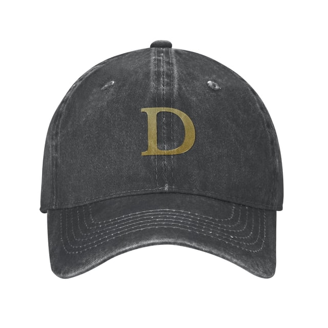 ZICANCN Casquette de Baseball Réglable Femmes, Chapeaux Alphabet D Pattern pour Hommes Adulte Lavé Coton Denim Baseball Caps Mode, Noir