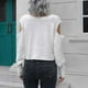 thumbnail image 5 of Otoño Invierno fuera del hombro suéter corto mujeres de manga larga casual suéter de punto blanco M, 5 of 7