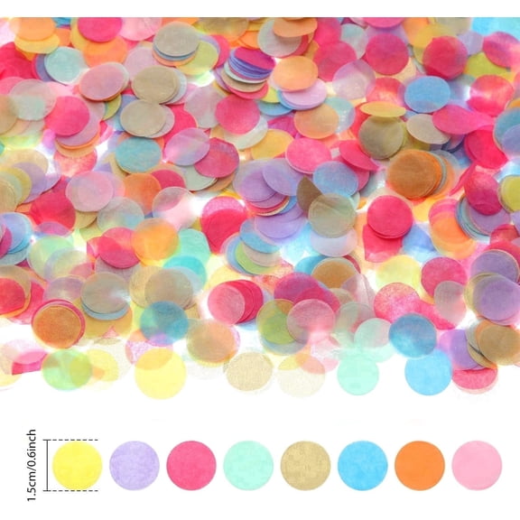 1.76oz Colorful Round Tissue Paper Confetti: 0.6" Biodegradable Dots for Wedding Toss, Birthday Party Decor, Balloon Filling & DIY Crafts - Multi-Color