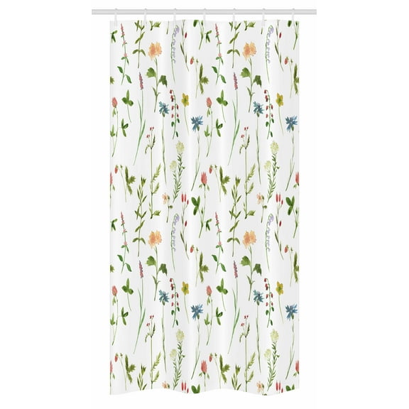 Floral Stall Shower Curtain, Spring Season Themed Watercolors Painting of Herbs Flowers Botanical Garden Artwork, Fabric Bathroom Set with Hooks, 36W X 72L Inches Long, Multicolor, by Ambesonne