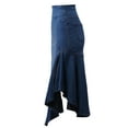 thumbnail image 3 of A2Y Women's Casual Rayon High Waist Back Zipper Denim Jean Long Skirts Dark Wash 2XL, 3 of 3