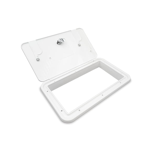 B&B Molders Multi-Purpose Hatch with 2 Vermin Doors, Key Lock, Polar White