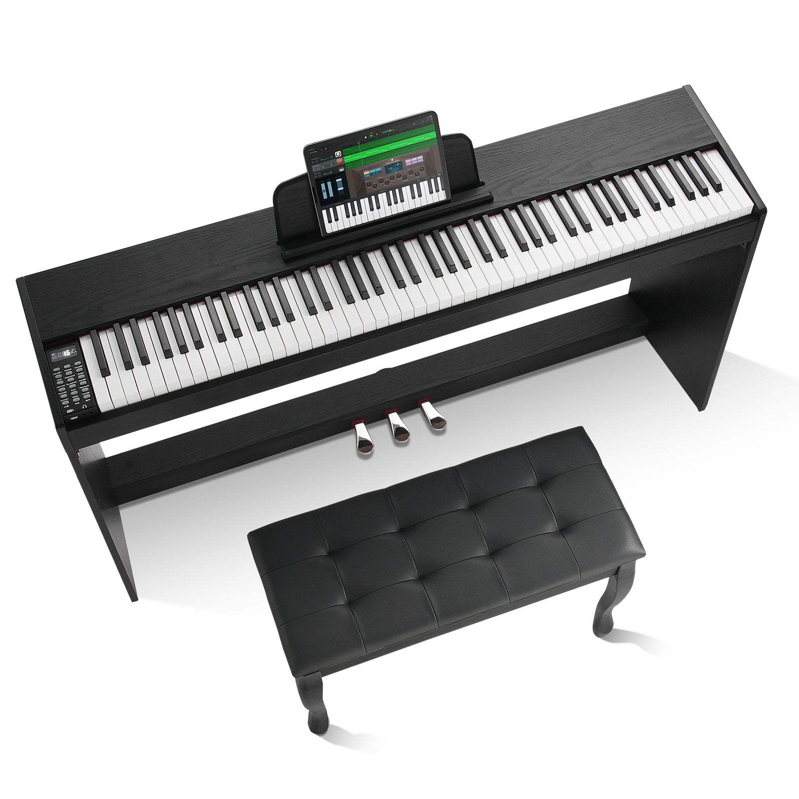 Donner New Upgraded Digital Piano 88 Key Fully Weighted Keyboard 16 Level Touch Sensitive Beginner 600 Rhythms 110 Demo Songs 3 Pedals Black DDP 95