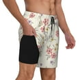thumbnail image 3 of Haiem Floral Mens Swim Trunks with Compression Liner 2 in 1 Swimming Shorts Stretch Swimwear Quick Dry,Board Shorts-Medium, 3 of 9