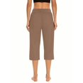 thumbnail image 4 of JoveMarine Women's Athletic Capris - Drawstring Elastic High Waist Solid Color Casual Sporty Pants, Stretchy 3/4 Length for Gym Running,Khaki L, 4 of 8