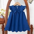 thumbnail image 4 of CYRBOKO Toddler Girls Dresses with Ruffle, Cotton A-line Casual Summer Kids Dresses Blue Size 12-18 Months, 4 of 6