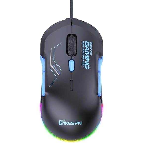 Wired Gaming Mouse with 10 Programmable Buttons, 12800 DPI, 13 RGB Backlit Modes, Ambidextrous Design for Left and Right Hand, USB Computer Mouse with Macro Software