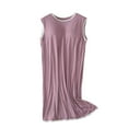 thumbnail image 2 of Lorytime Comfortable Womens Pajamas Dresses Midi Sleeveless Nightgowns Crewneck Padded Solid Nightshirts Pajamas Dress Tank Racerback Sleepdress Soft Lounge Nightdress Purple L, 2 of 9