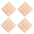 thumbnail image 1 of YAHHU 4Pcs Aplique Tallado Cuadrado de Madera para Decoración de Muebles y Puertas, 1 of 9