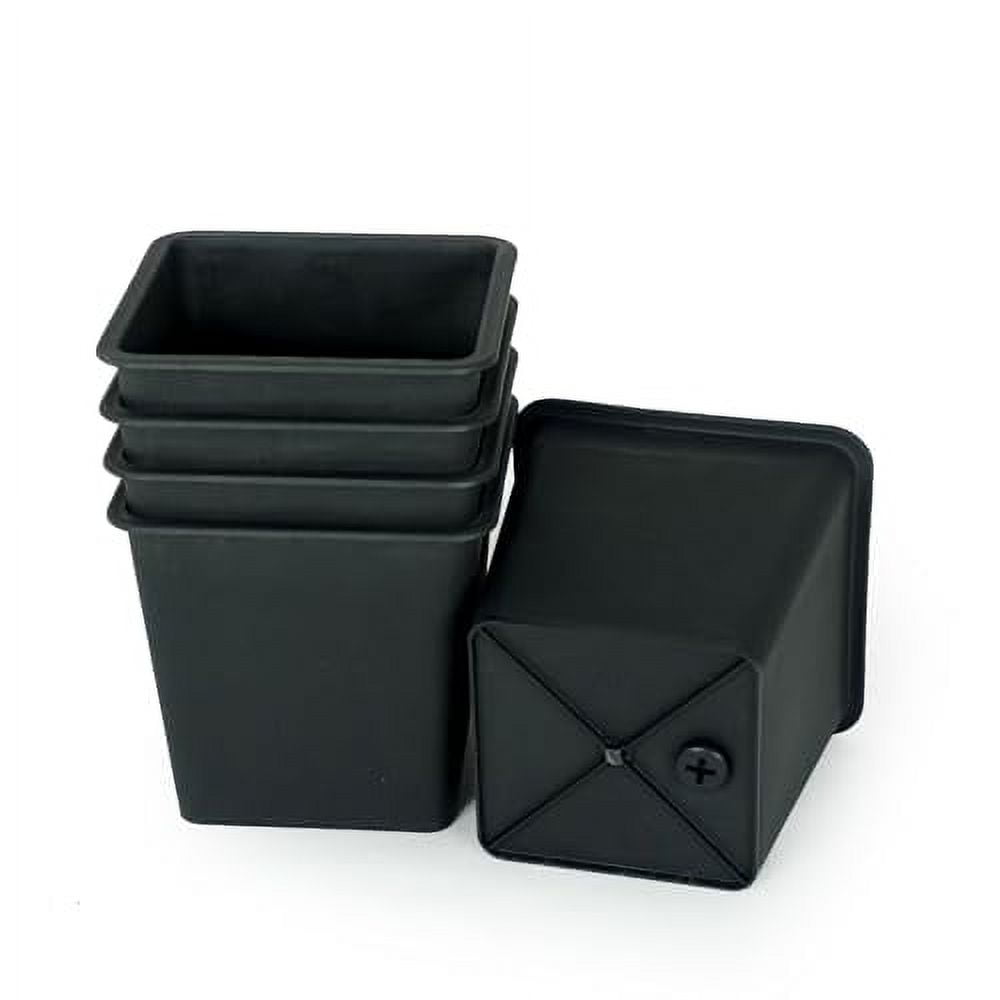 6.3" Square Nursery Plant Pot, Garden Plastic Pots with Drainage (5 pack)