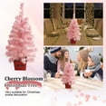 thumbnail image 2 of Artificial Christmas Tree, Tabletop Christmas Tree with Plastic Stand, Snow Flocked Xmas Tree for Indoor Outdoor Holiday Home Decoration, Pink Cherry Blossom Theme, 2 of 5