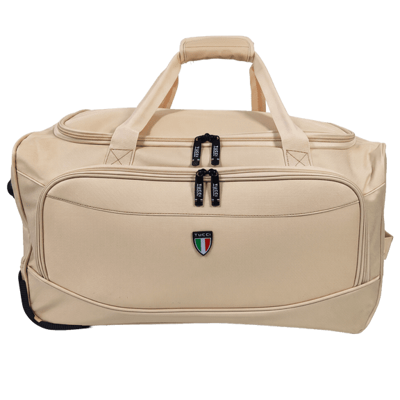 TUCCI Italy Amico Rolling Duffel Bag (Beige, 22")