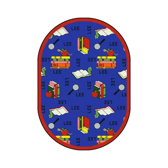 Bookworm (Spanish) 7'8" x 10'9" Oval Area Rug In Color Blue