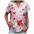 thumbnail image 3 of Towmus Halloween Clothes for Women Plus Size Casual V Neck Funny Tops Print Short Sleeve T-Shirt, 3 of 6