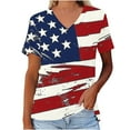thumbnail image 2 of Busydd Womens Tops Independence Day Short Sleeve V Neck Summer Tops Fashion Casual Patriotic Stars and Stripes Tee Tops American Flag Graphic Tees, 2 of 4
