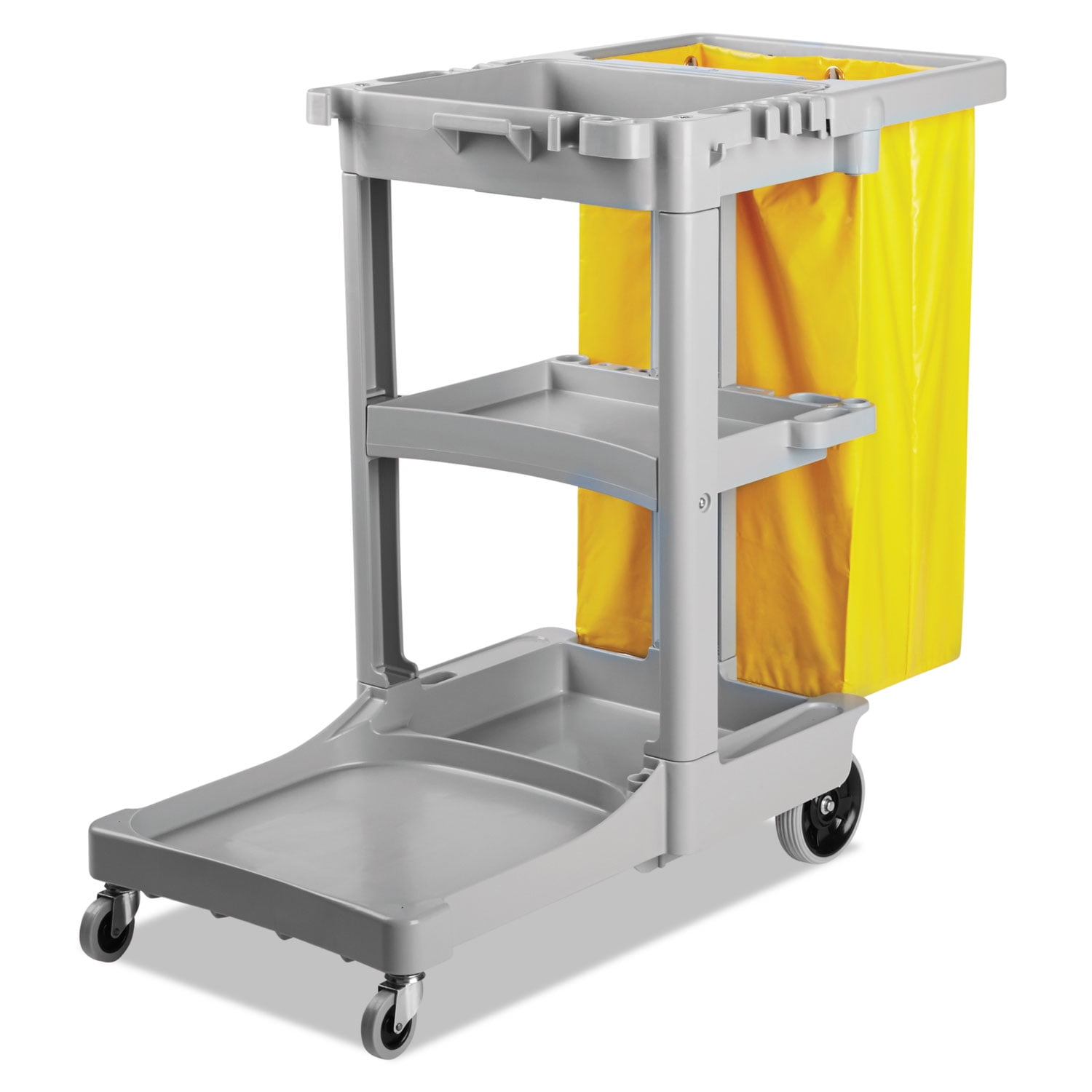 Boardwalk Janitor's Cart, Three-shelf, 22w X 44d X 38h, Gray
