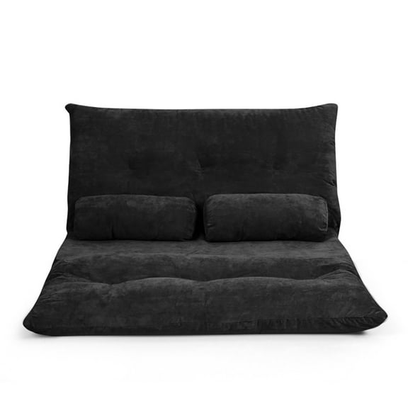 Spaco 6-Position Adjustable Sleeper Lounge Couch with 2 Pillows-Black, Floor Gaming Sofa Couch for Bedroom/Living Room/Balcony