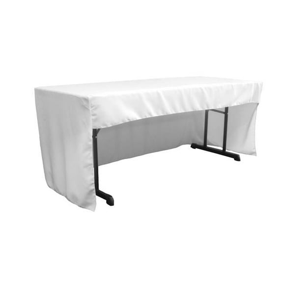 LA Linen TCpop-OB-fit-72x30x30-WhiteP11 1.95 lbs Open Back Polyester Poplin Fitted Tablecloth, White