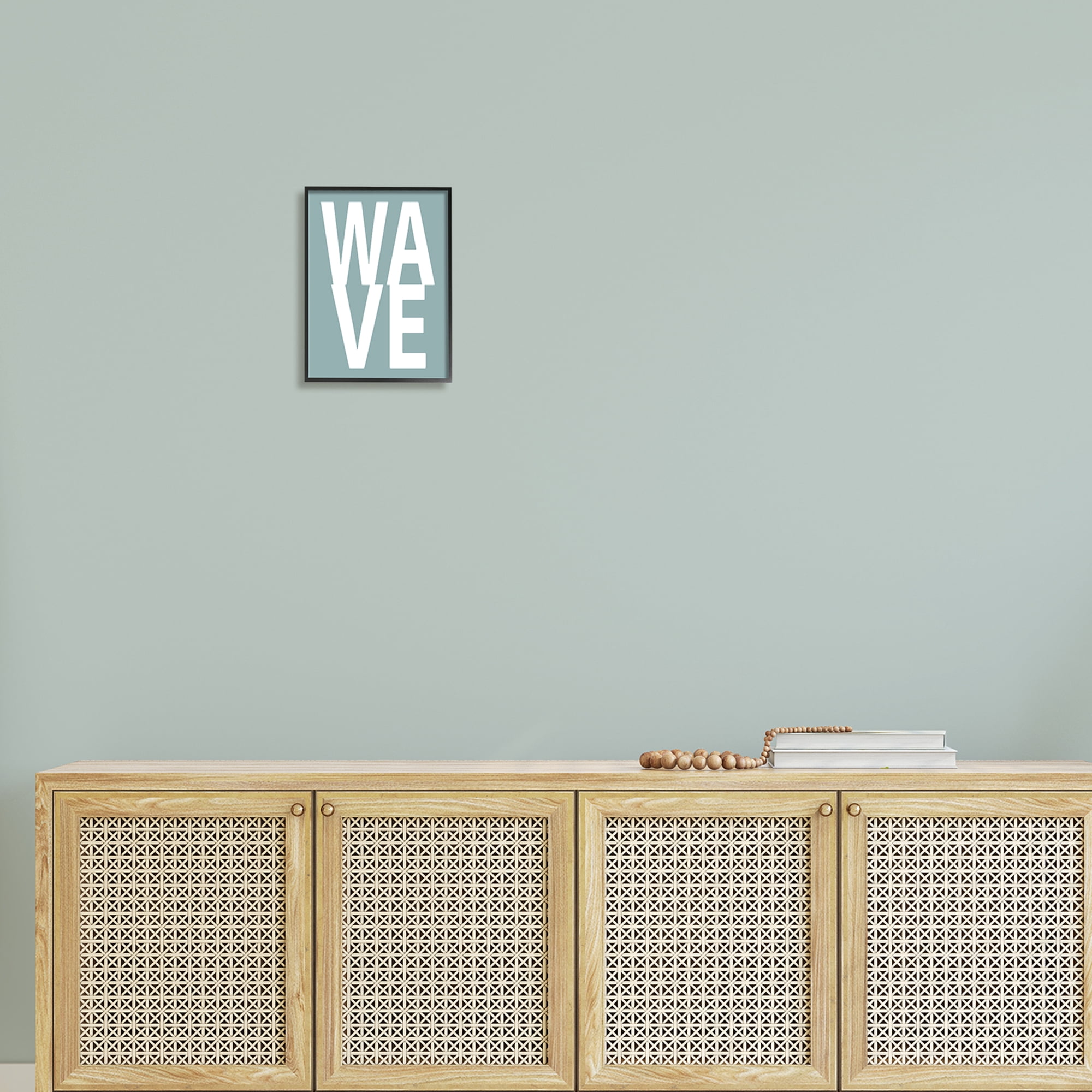Stupell Wave Turquoise Summer Typography Landscape Painting Black Framed Art Print Wall Art